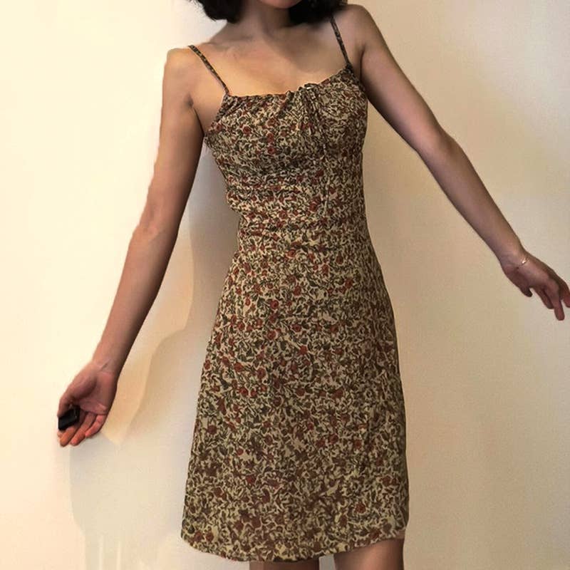 LACE-UP PRINT SLIM-FIT HALTER DRESS