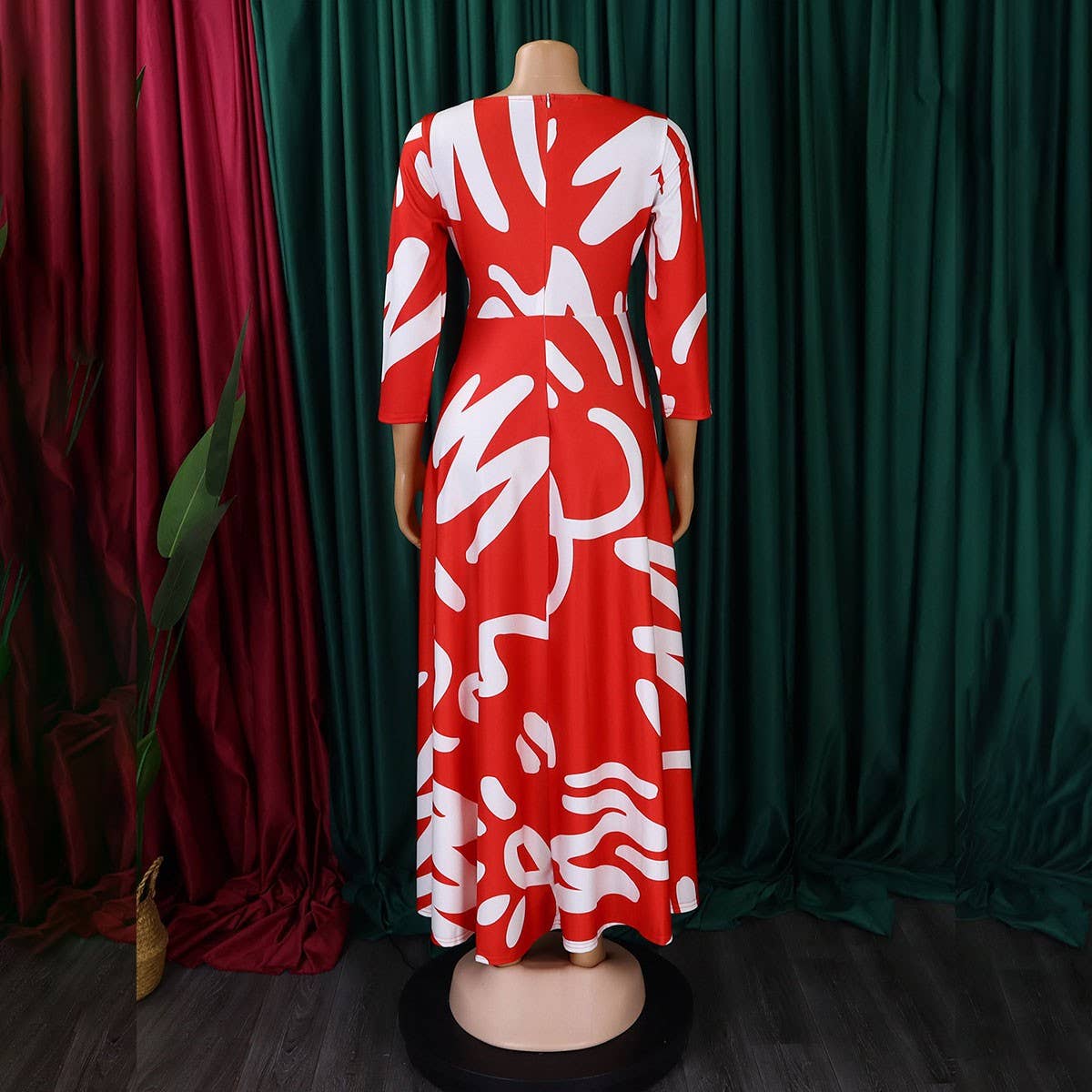 FASHIONABLE PRINTED LACE-UP OVERSIZED DRESS