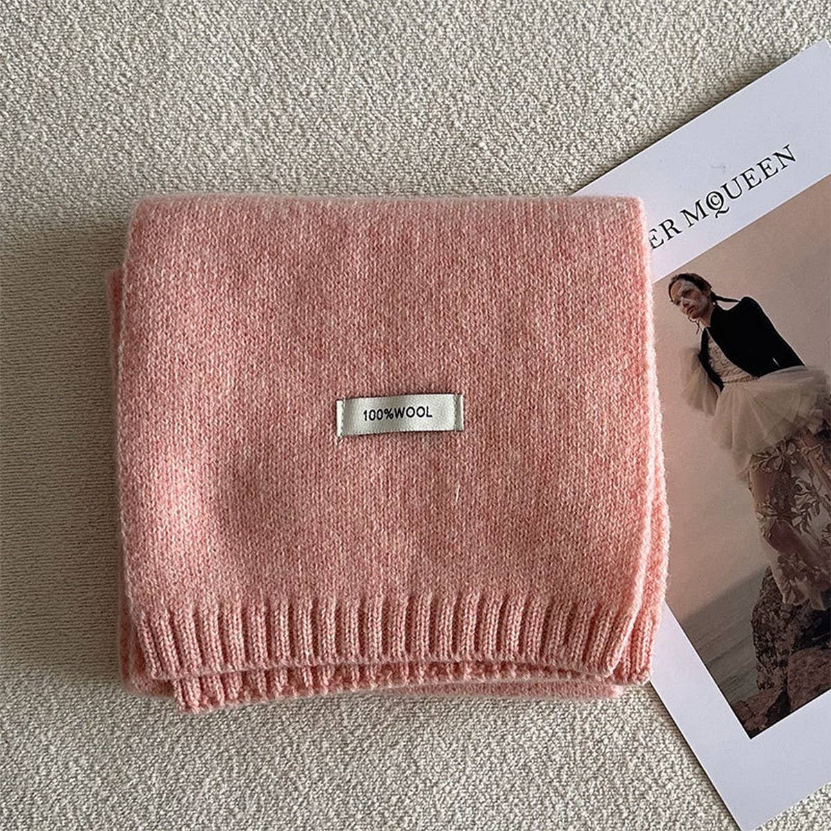 100% Wool Aurora Blue Knit Scarf - Soft & Warm_CWASC2285