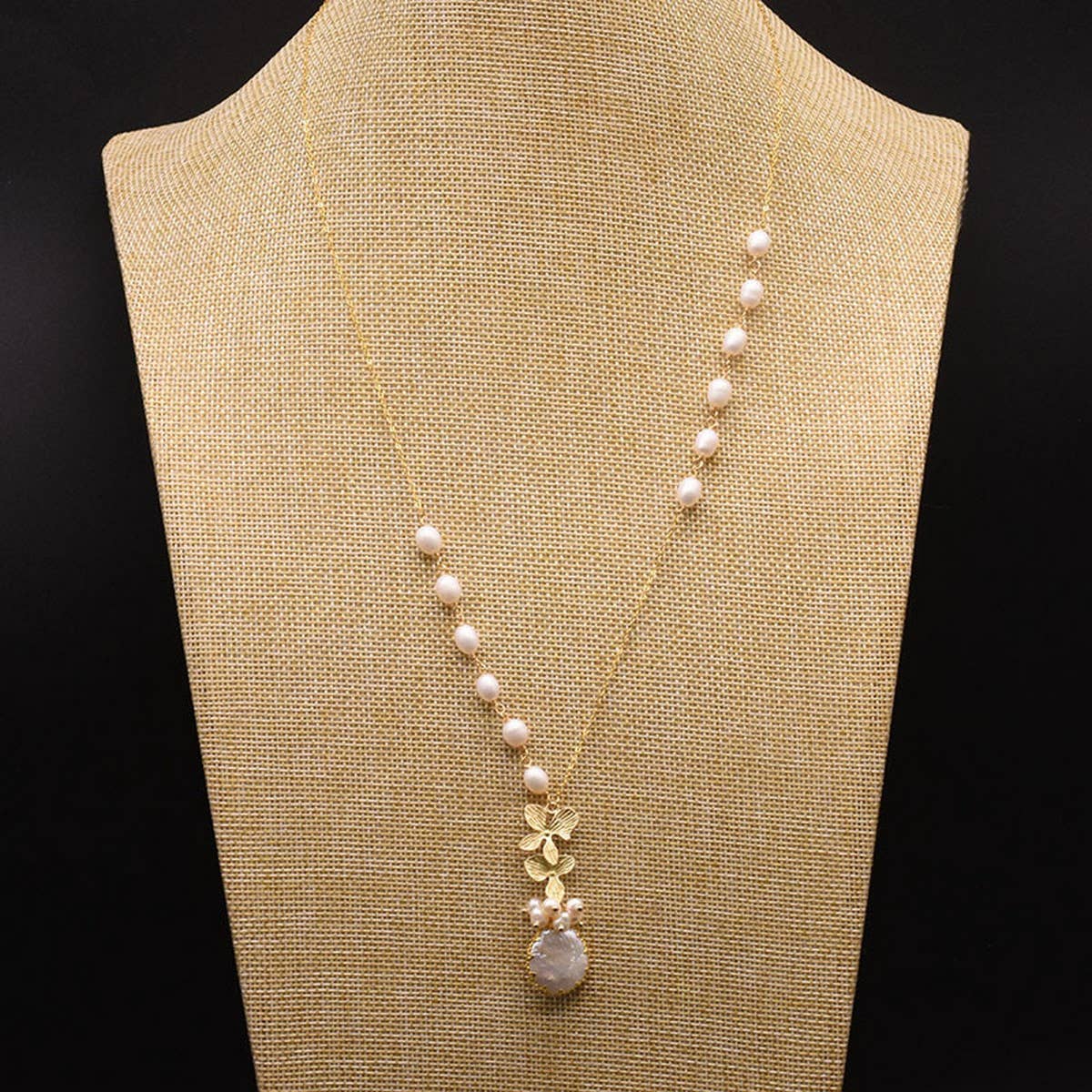 HIGH-END VINTAGE DIAMOND PEARL NECKLACE FOR WOMEN