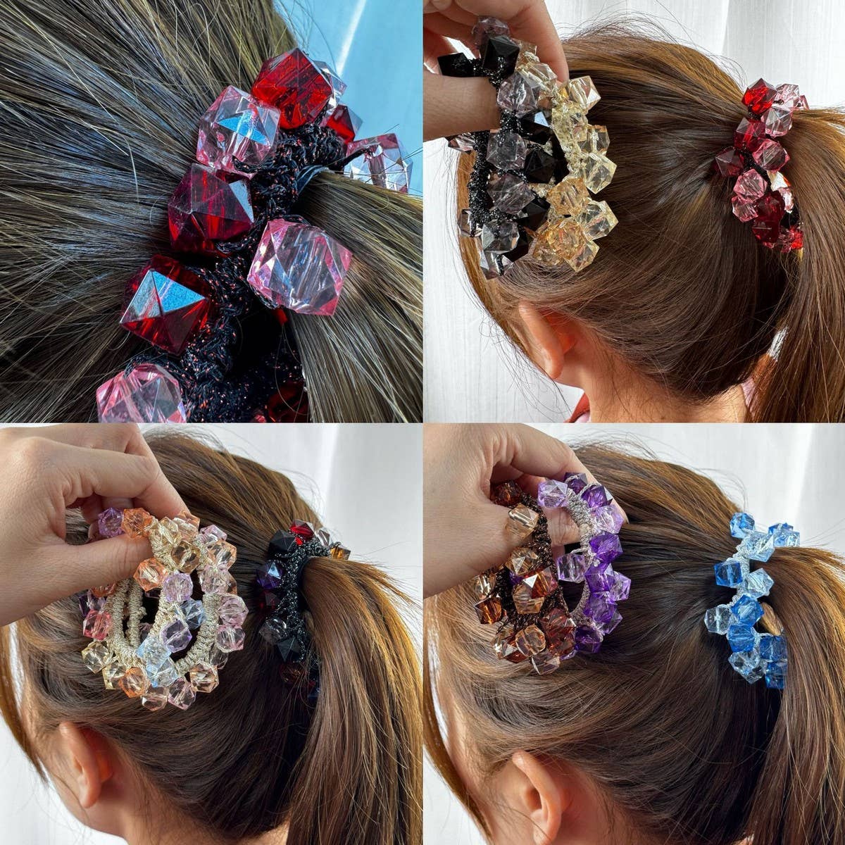 Elegant Crystal Scrunchie Fashion Hair Tie_CWAHA6864