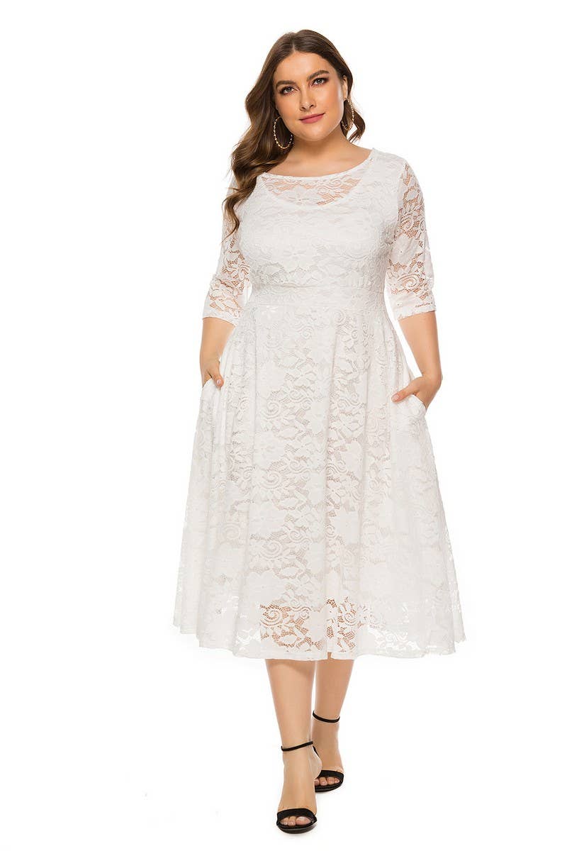 CWDMD3207_PLUS SIZE LACE POCKET EVENING GOWN DRESS