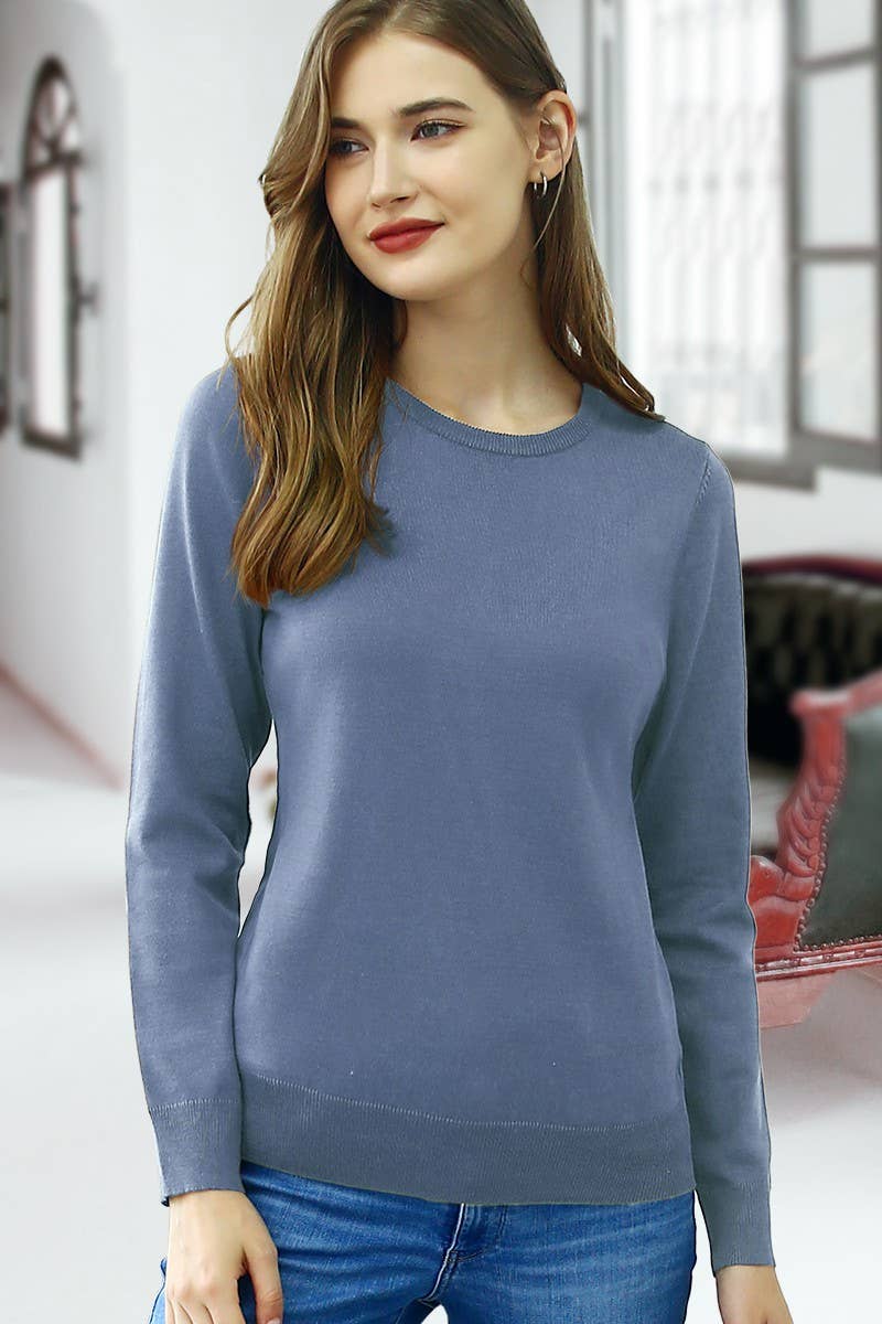 AWOSWL283-P_LONG SLEEVE CREW NECK PULLOVER SWEATER