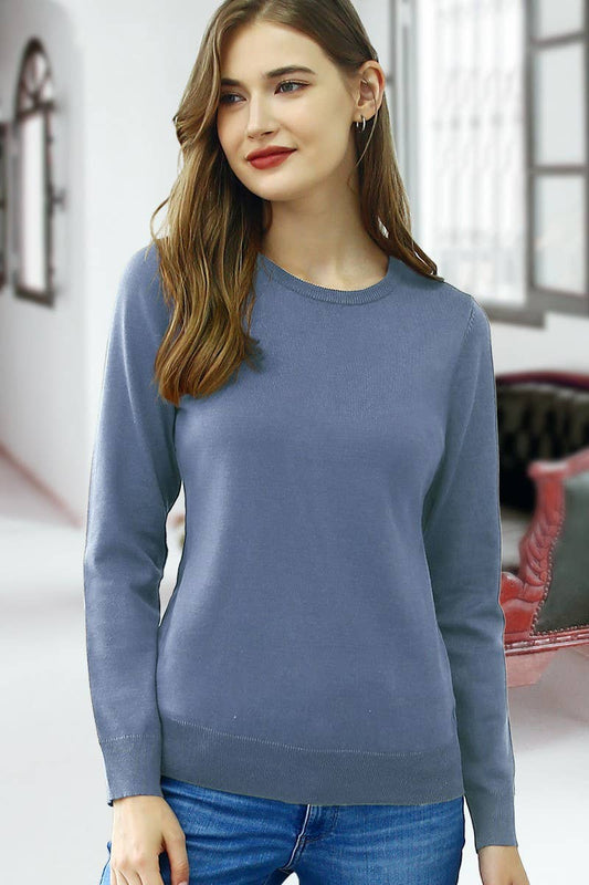 AWOSWL283_LONG SLEEVE CREW NECK PULLOVER SWEATER