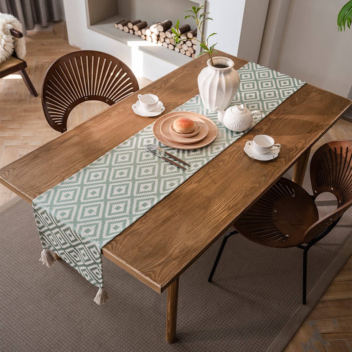 GEOMETRIC TASSEL VERSATILE TABLE RUNNER