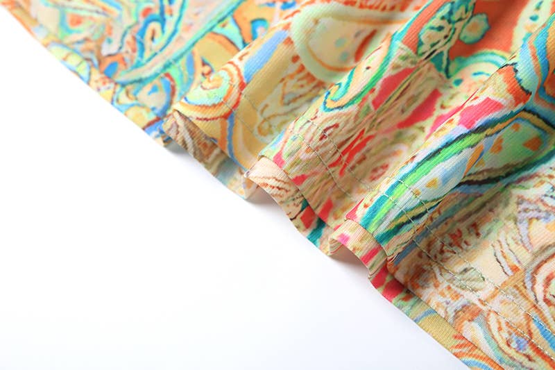 Sexy Print Splice Maxi Dress with Open Back