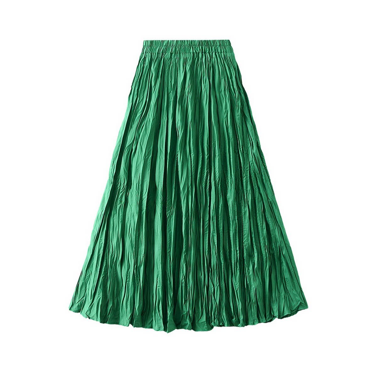 Ruched Pleated A-Line Midi Skirt