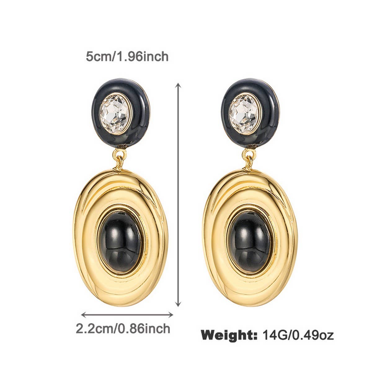 NEW FASHION TEMPERAMENT BLACK AND GOLD EARRINGS