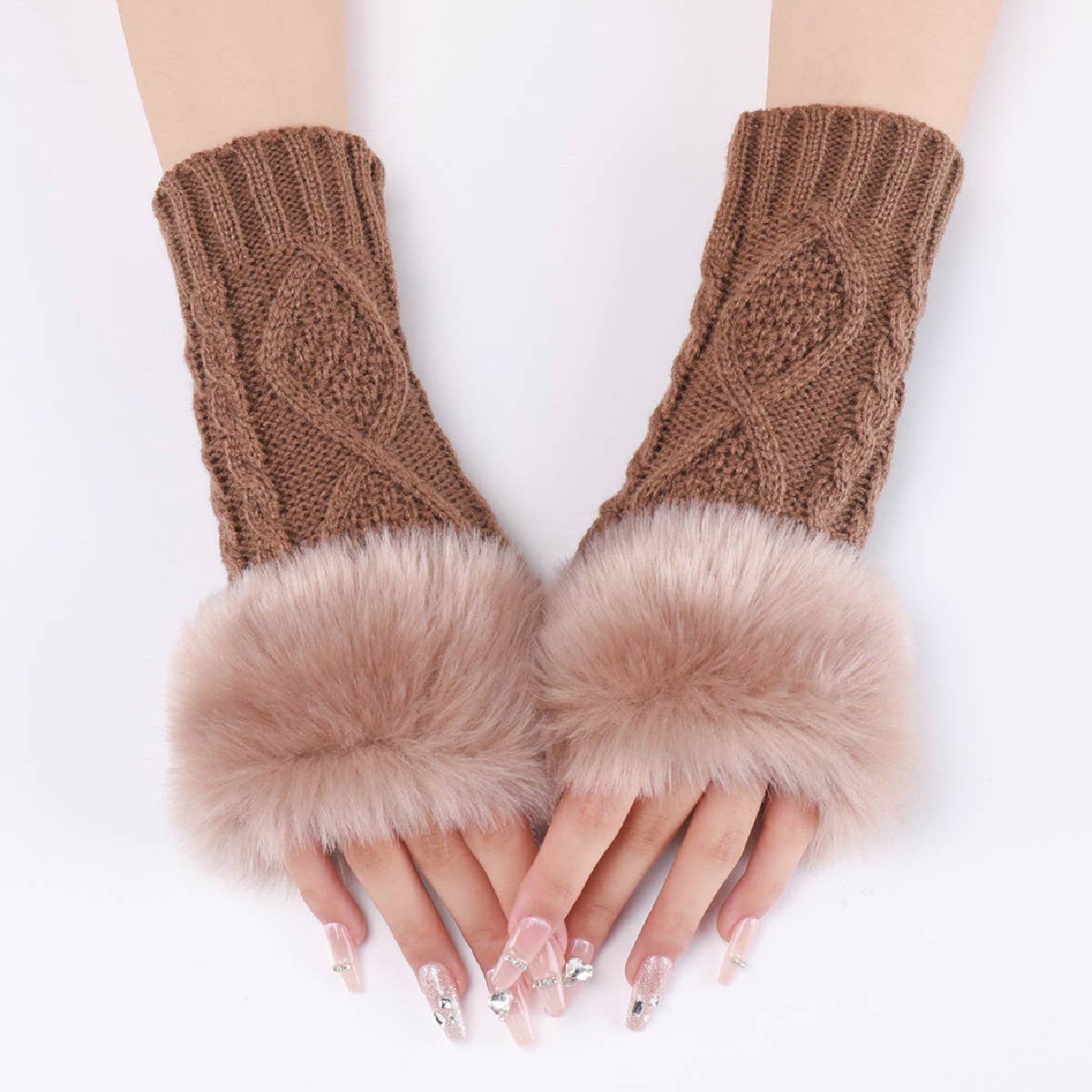 SIMPLE WARM DIAMOND FINGERLESS GLOVES_CWAG0102