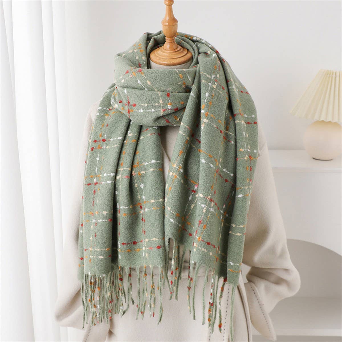 Lightweight Korean Style Fringe Winter Scarf Wrap