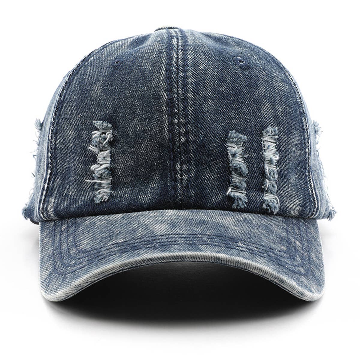 Vintage Washed Distressed Denim Baseball Cap_CWAH0896