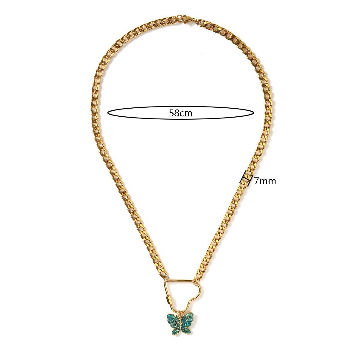 Bold Cuban Chain Necklace with Angel Wings_CWMM8865