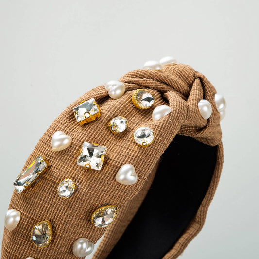 DIAMOND AND PEARL WIDE HEADBAND