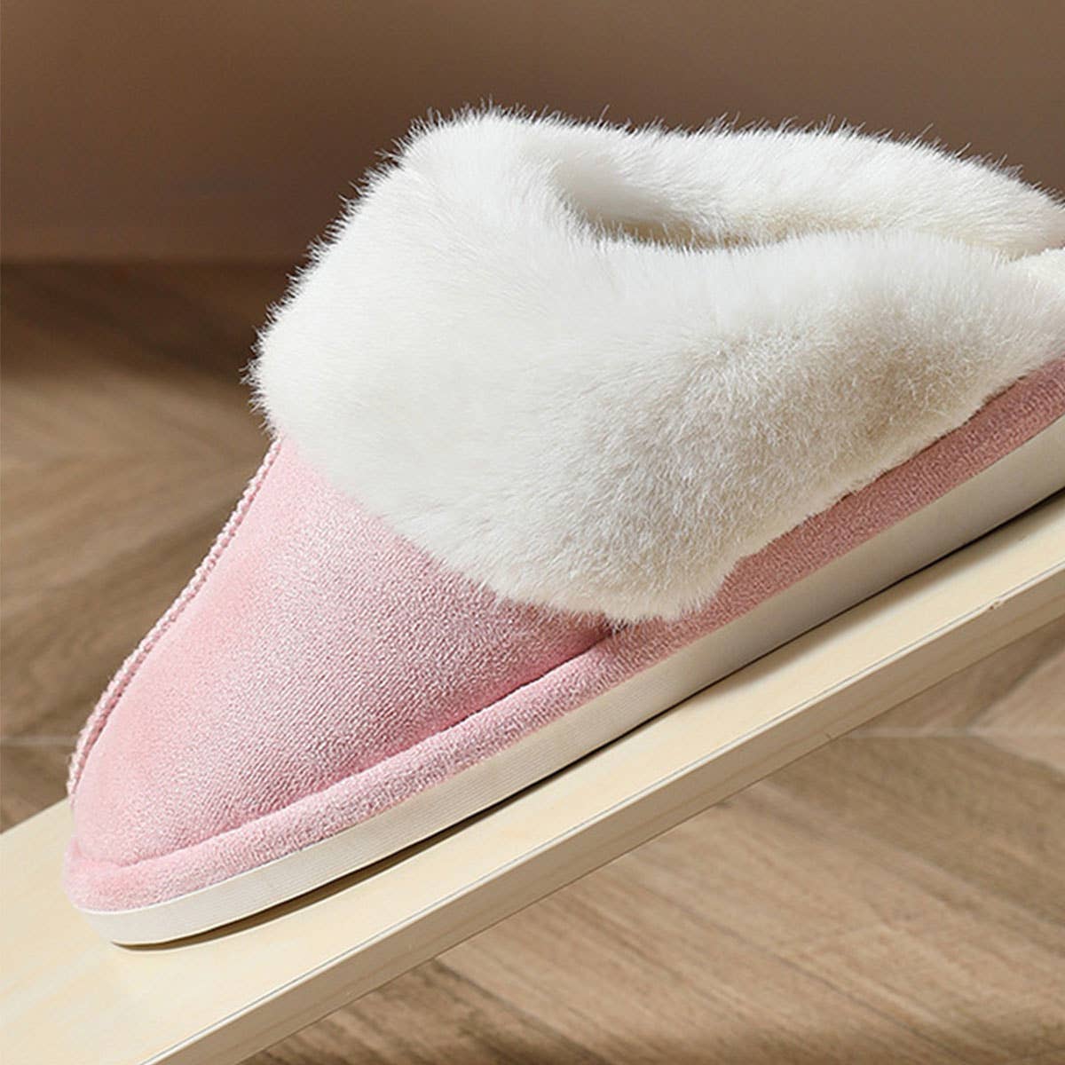 FAUX SUEDE FUZZY SLIPPERS WOMEN,MEN