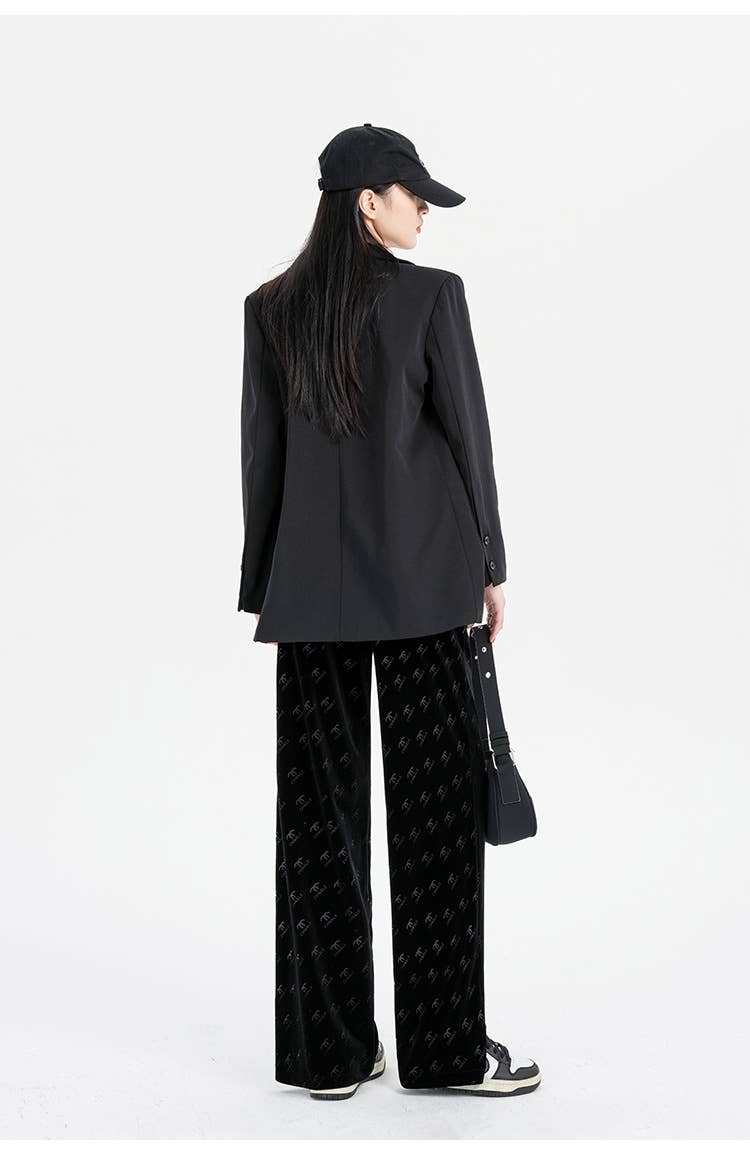 High waist plus velvet thick drapery pants