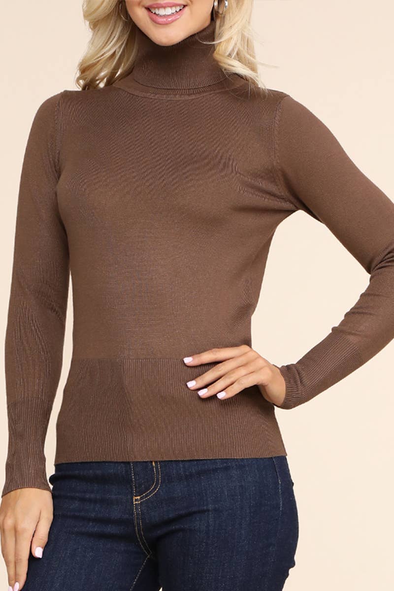 AWOSWL285_Stretch Turtle Neck Long Sleeve Pullover Sweater