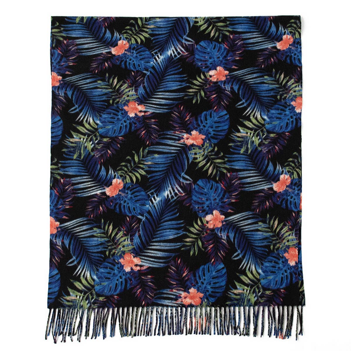 Print Scarf-Soft Blue Black Winter Wrap for Women_CWASC0919