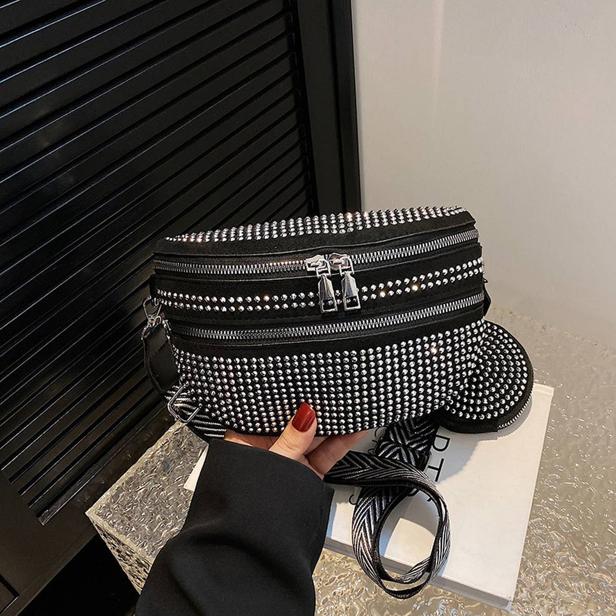 FASHIONABLE DIAMOND DOUBLE LAYER WAIST BAG_CWAB2083