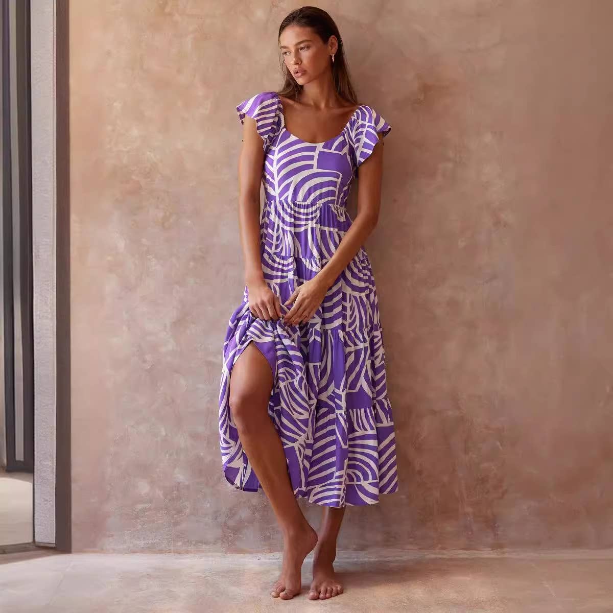 Long flowing backless beach dress