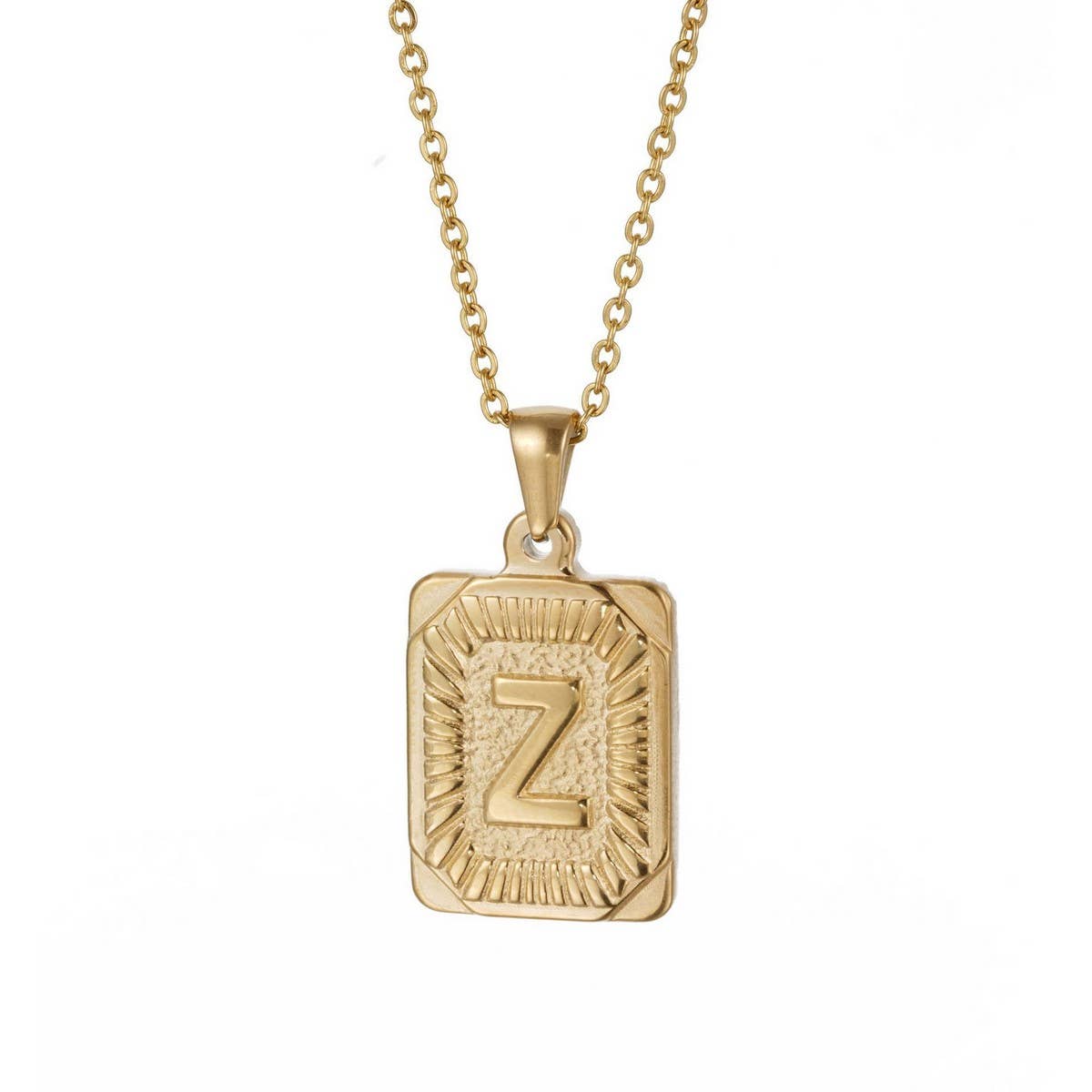 CWAJE1937_Square Stainless Steel Letter Fashion Necklace