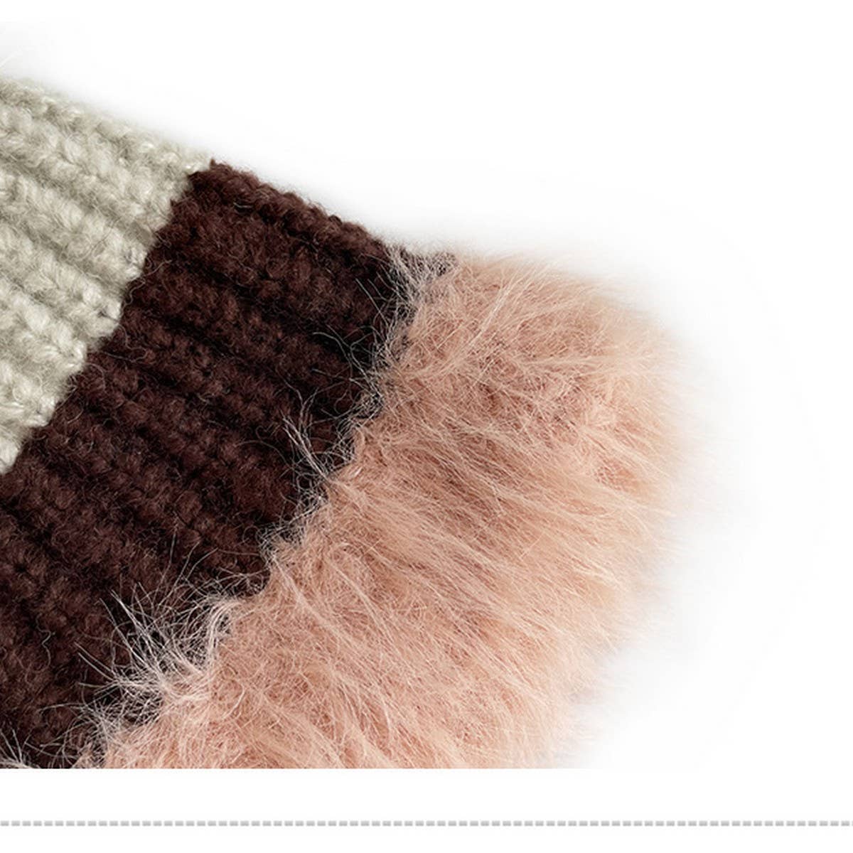 STRIPED COLORBLOCK PLUSH EDGE WOMEN'S KNITTED HAT_CWAH2062