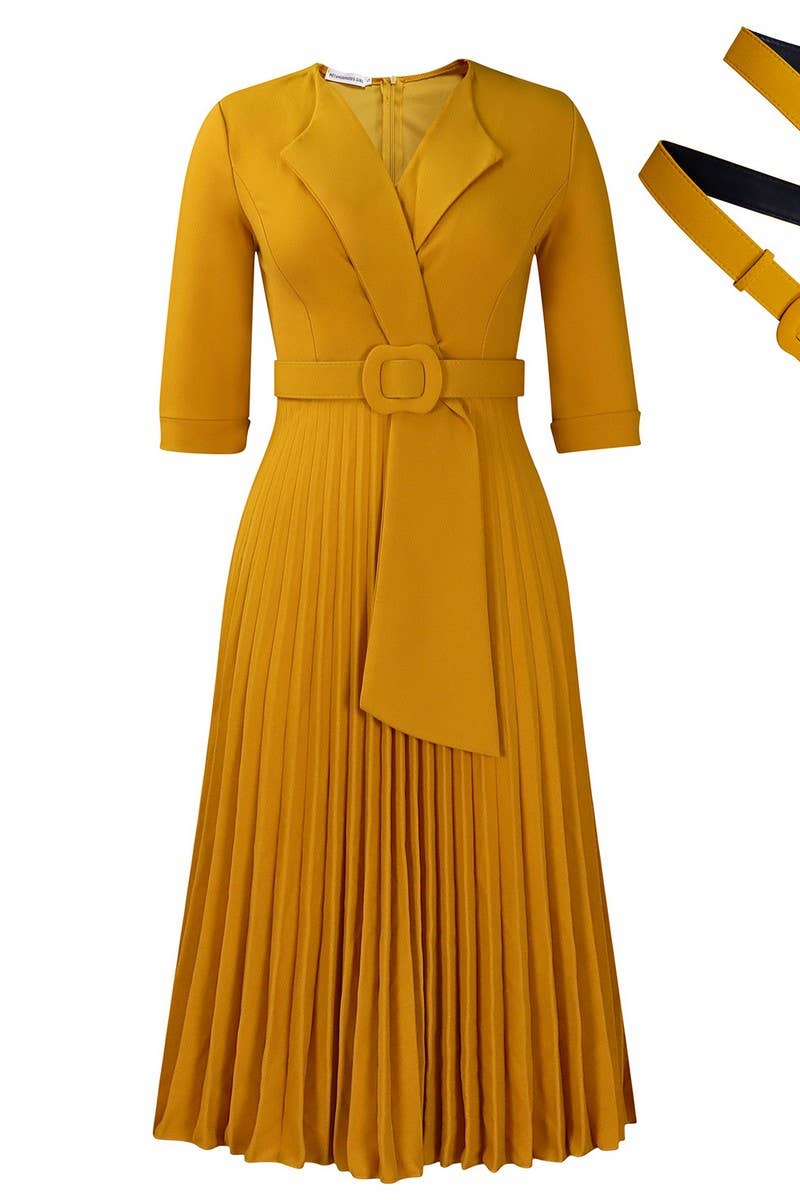 CWDMD01258_2024 FALL WINTER PLUS SIZE PLEATED BLAZER DRESS