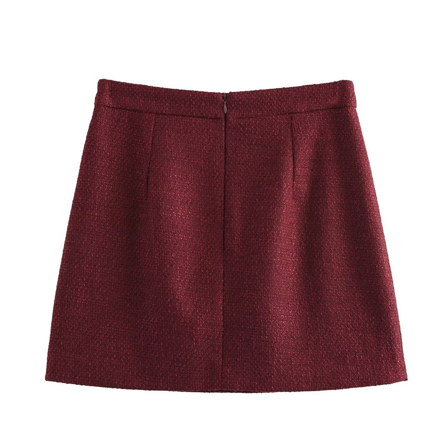 Short jacket short skirt suit with shoulder pads