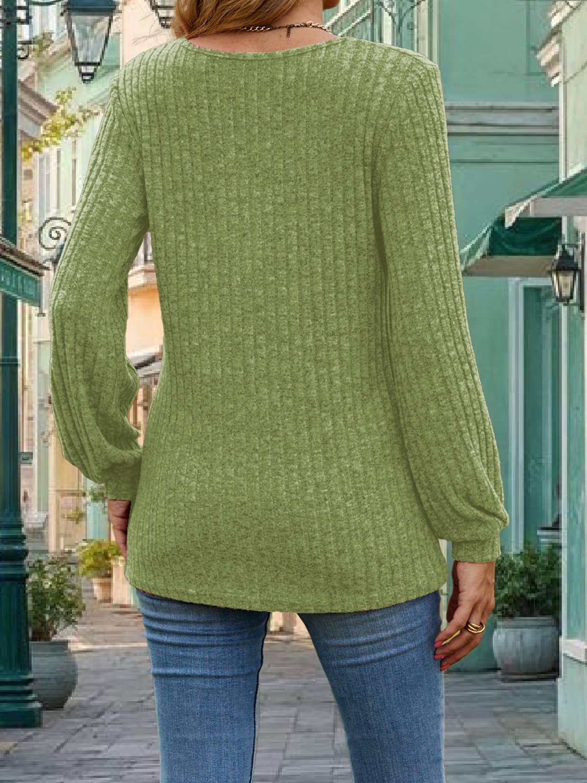 Knitted long-sleeved fashionable casual top