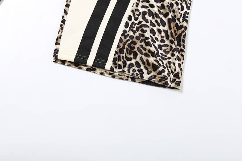 Leopard high-waisted loose straight-leg pants