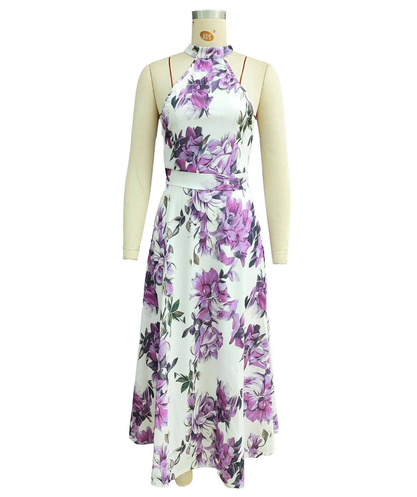 Vacation-style printed high-waisted beach dress