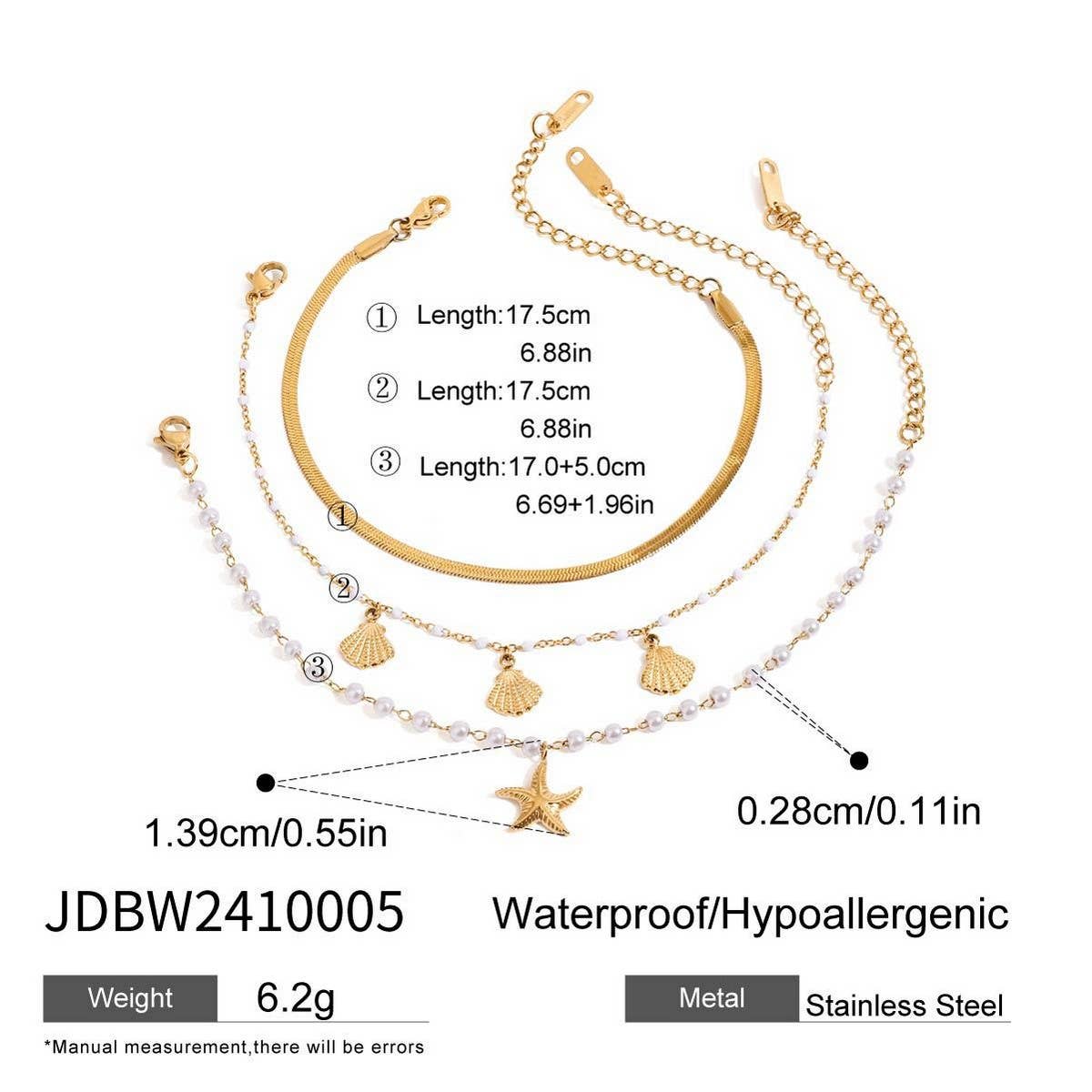 Pearl Starfish Pendant Necklace, 18K Gold Steel_CWAJE4691