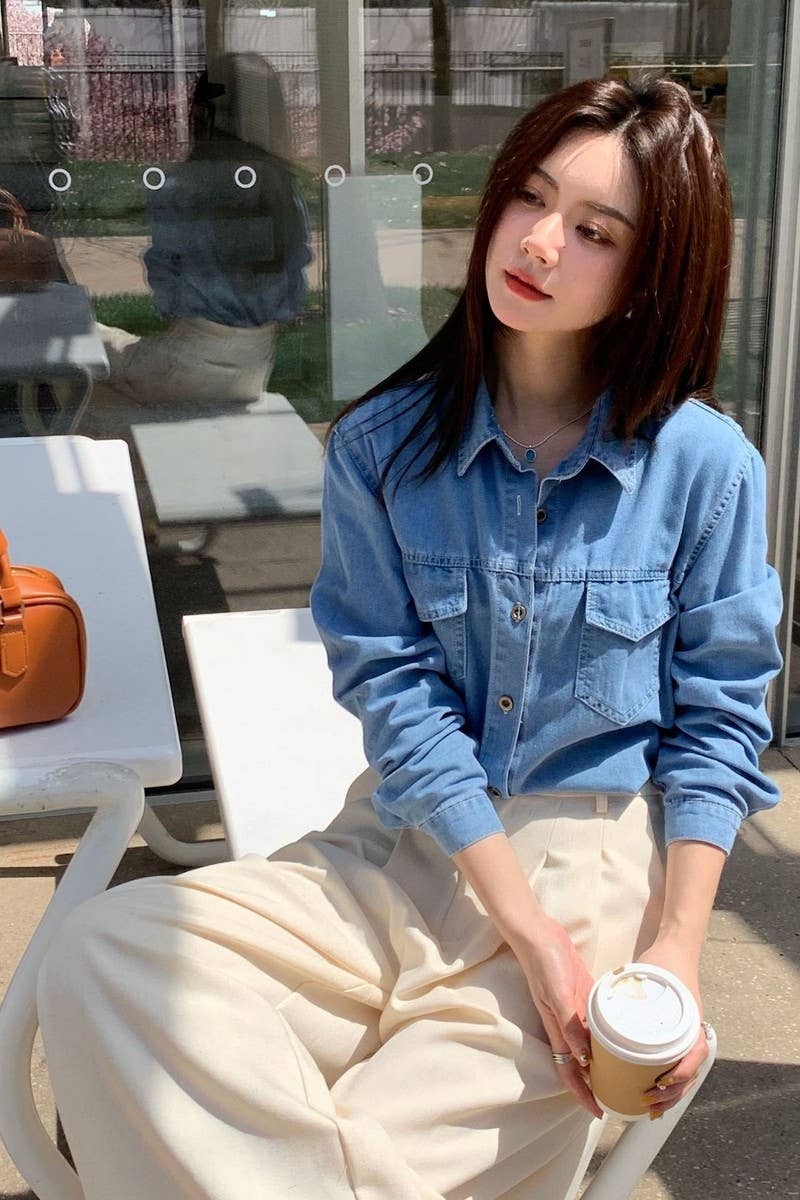 CWOBL00211_RETRO LONG-SLEEVED LAYERED LOOSE SHIRT