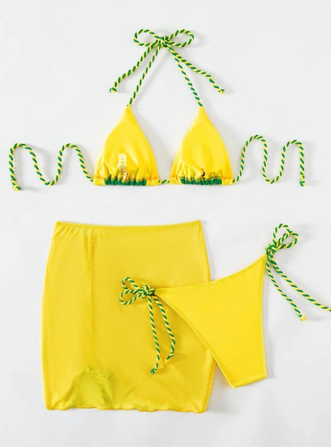 Fluorescent Bikini Set - Sexy Color Block Swimsuit