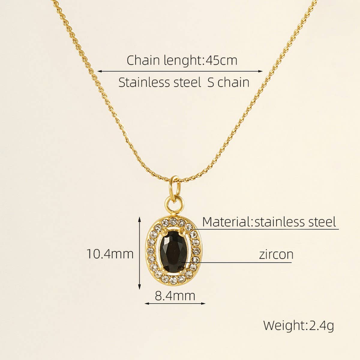 STAINLESS STEEL ZIRCON HEART PENDANT NECKLACE_CWAJE0682