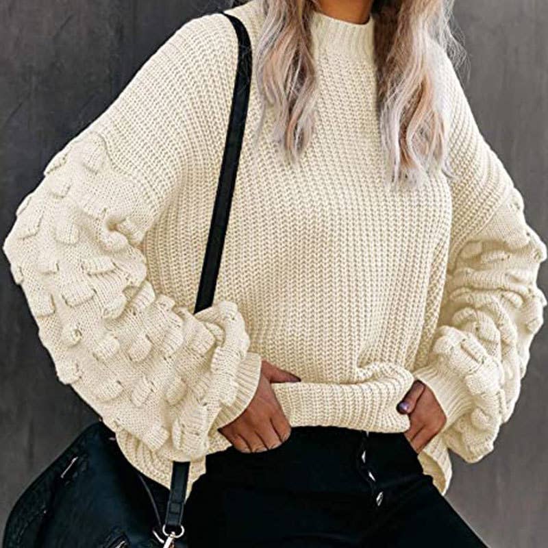 SWEATER KNITTED WITH LARGE SLEEVES AND CREW NECK