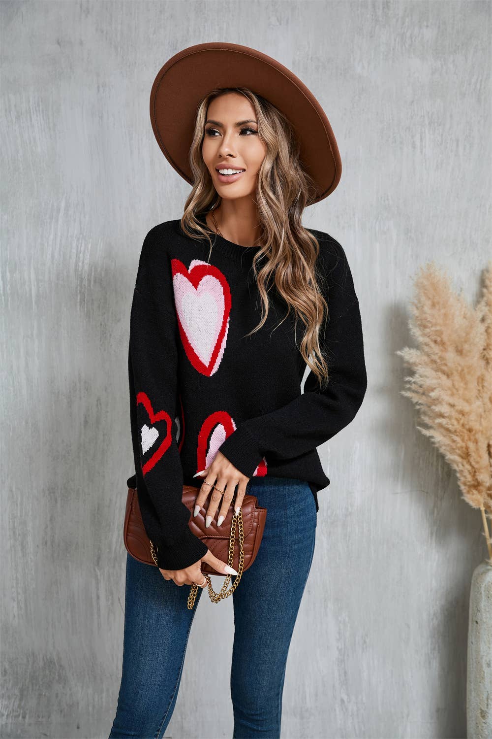 VALENTINE'S DAY HEART PEACH SWEATER KNIT