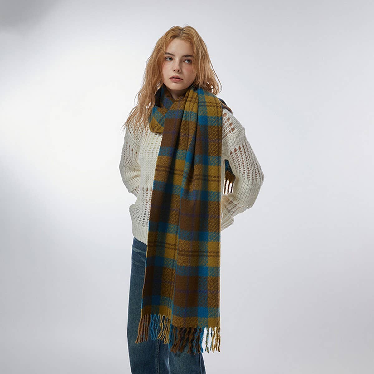 Vintage Plaid Scarf ? Soft Winter Wrap