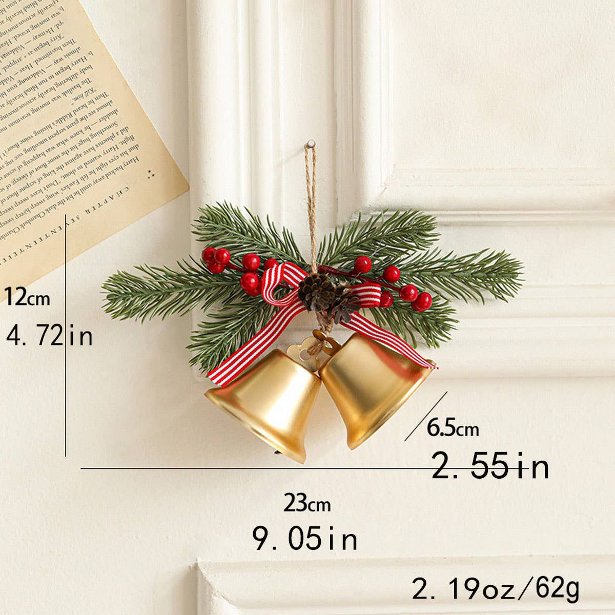 CWMM10367_CHRISTMAS BELL BOW ORNAMENTS TREE DOOR DECORATIONS