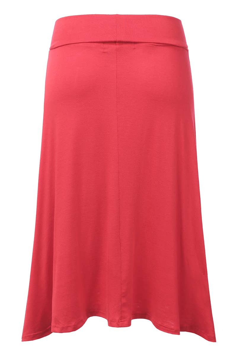 AWBMS204_High Waist Elastic Flared Midi Skirt
