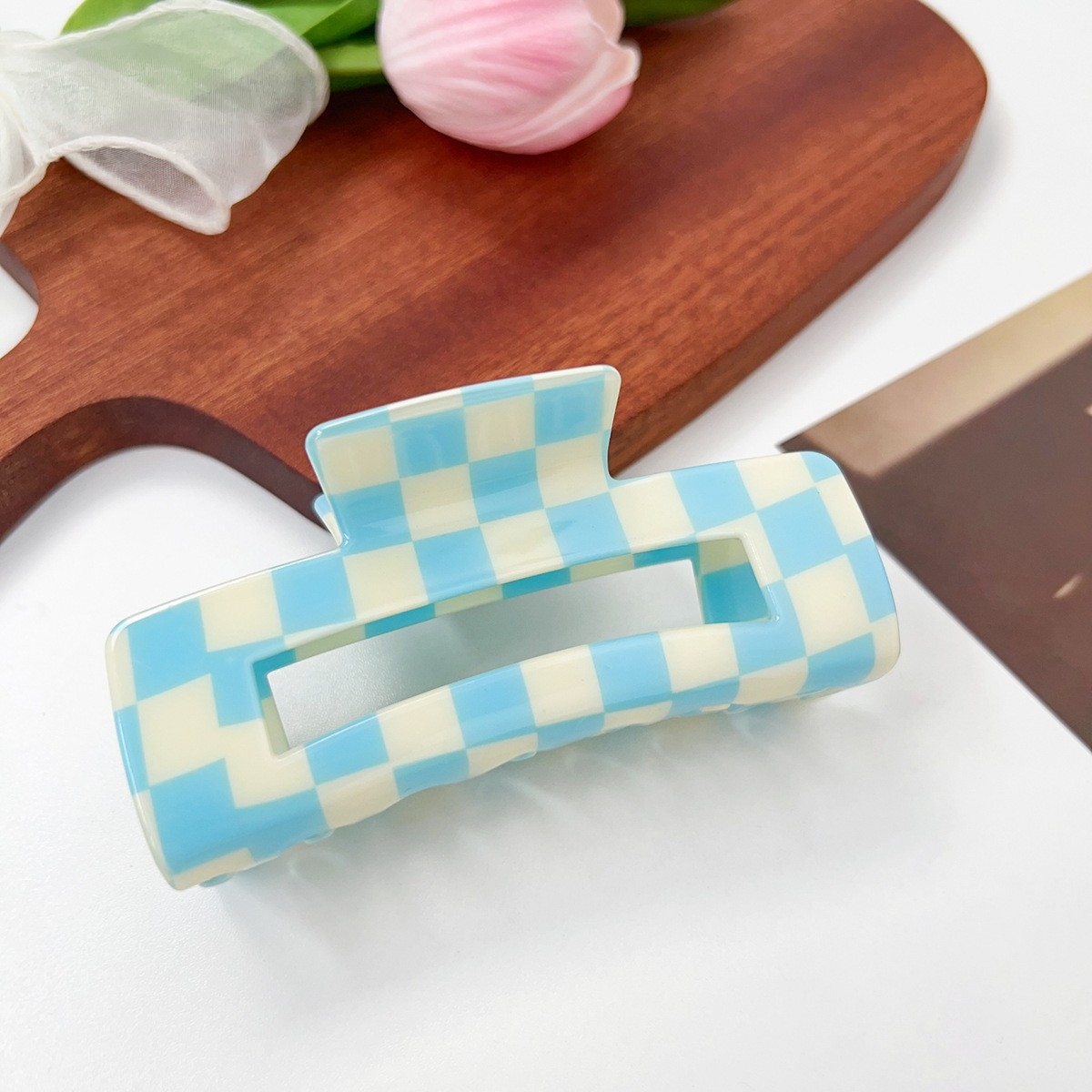 Checkerboard Hair Claw ??Candy Color Acetate Look_CWAHA0395