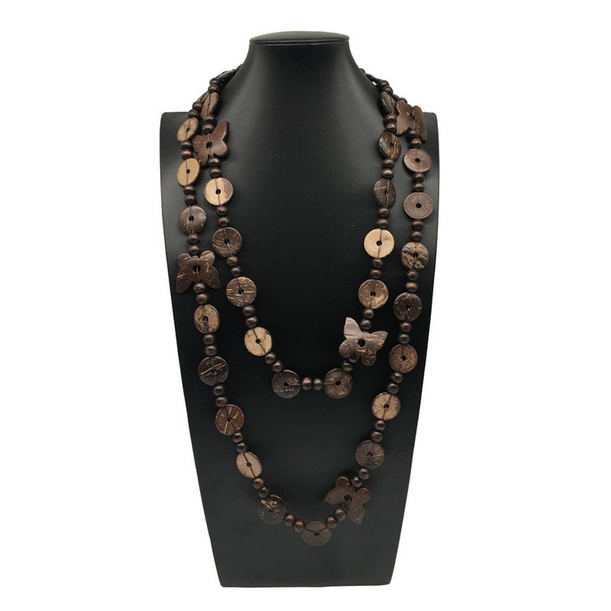 BOHEMIAN BROWN BUTTERFLY COCONUT SHELL NECKLACE_CWMM4743