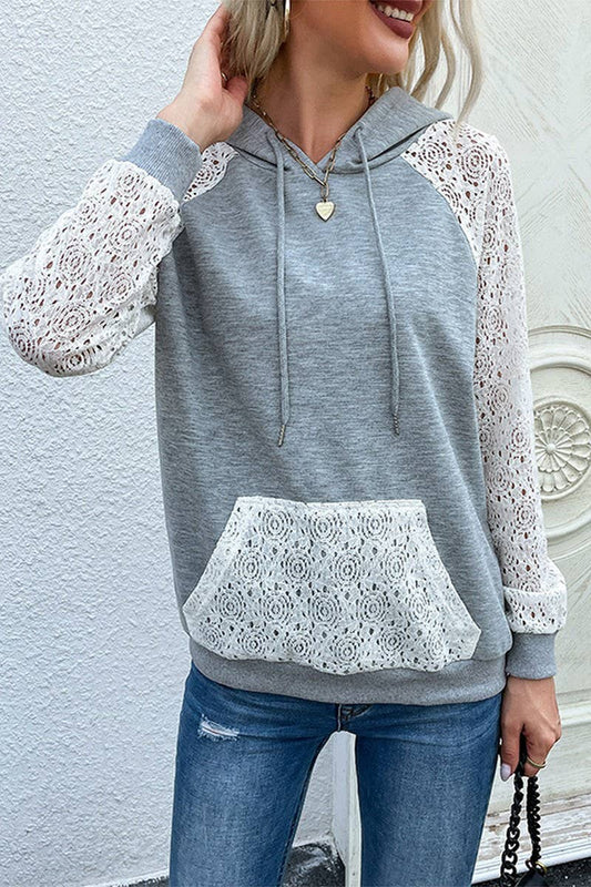 LACE PATCHWORK HOODIE_CWOHOL0501