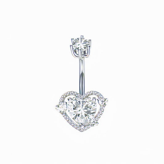Heart CZ Belly Ring ? Hypoallergenic Bestseller