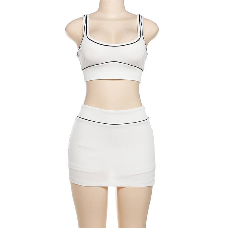 Sexy Crop Tank and Bodycon Skirt Sports Set