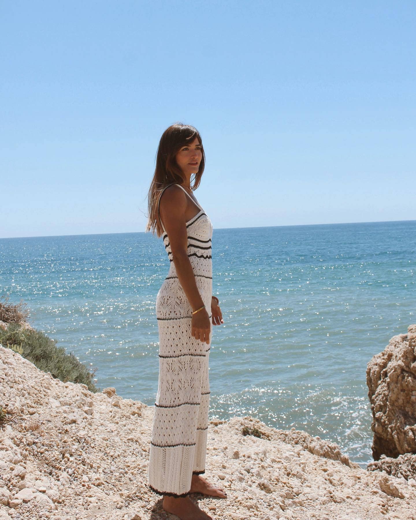 Sexy knit hollow out maxi cami dress