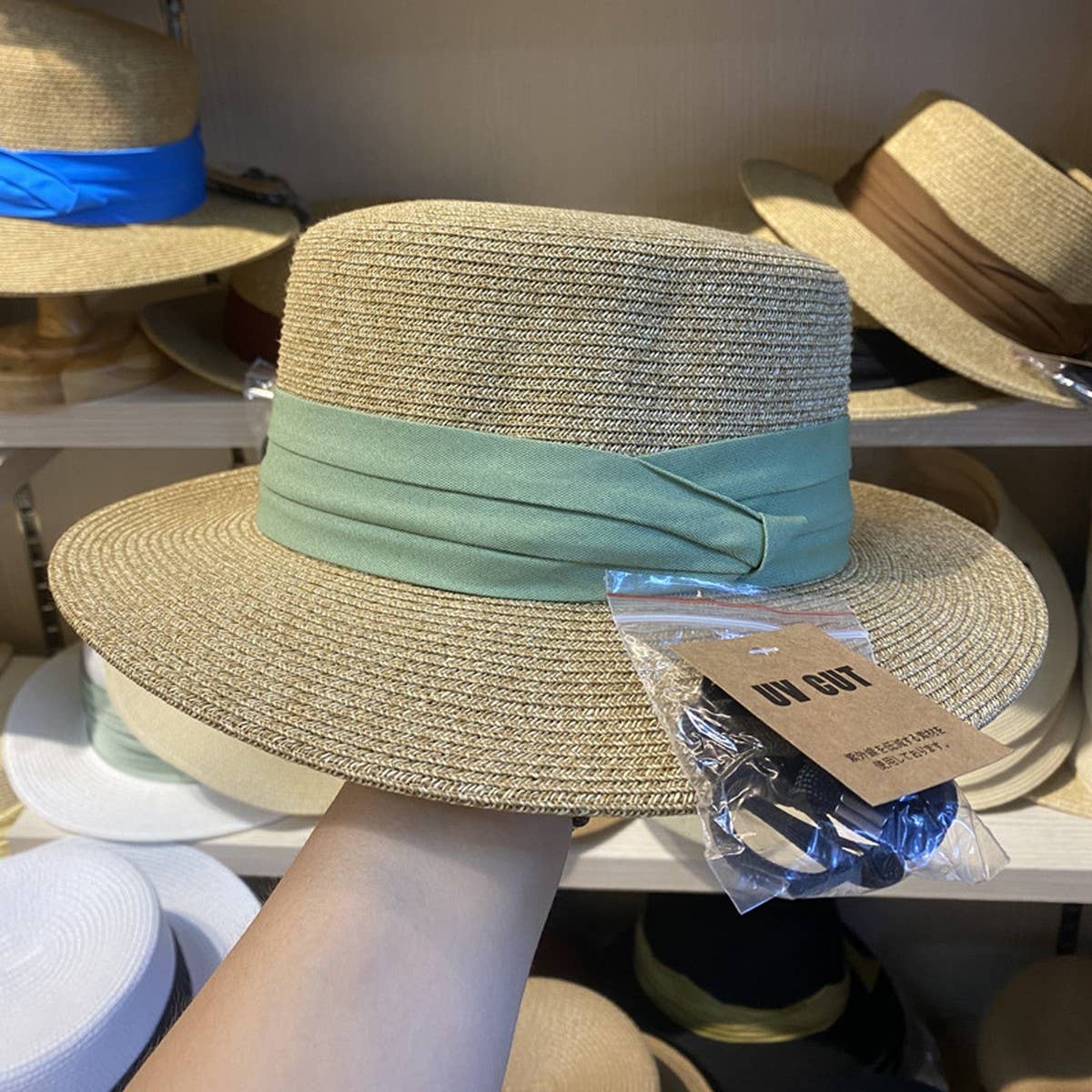 Summer vacation all-match flat top straw hat_CWAH3450