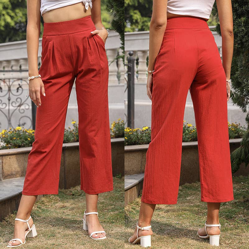 Nine minutes solid color micro flare pants