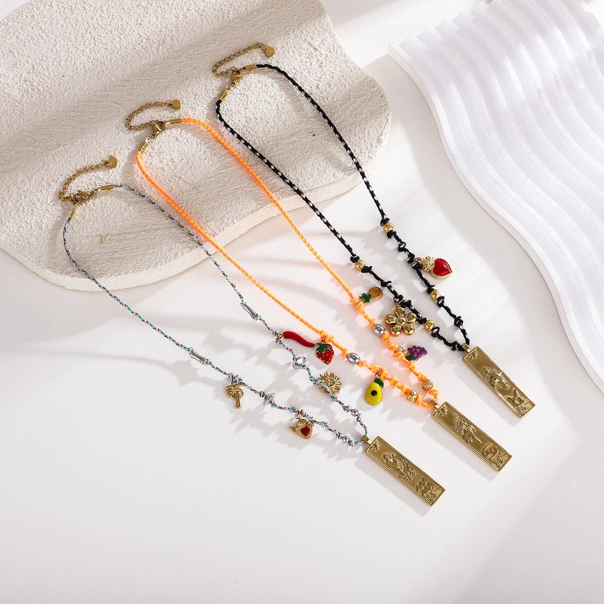 Handmade Zodiac Square Steel Cotton Necklace