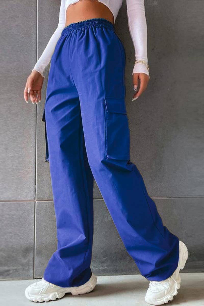 Elastic high-waisted straight-leg overalls