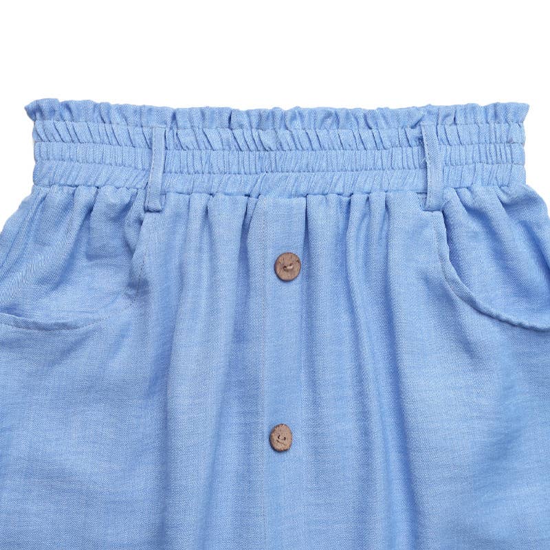 Single-breasted buttons loose straight skirt
